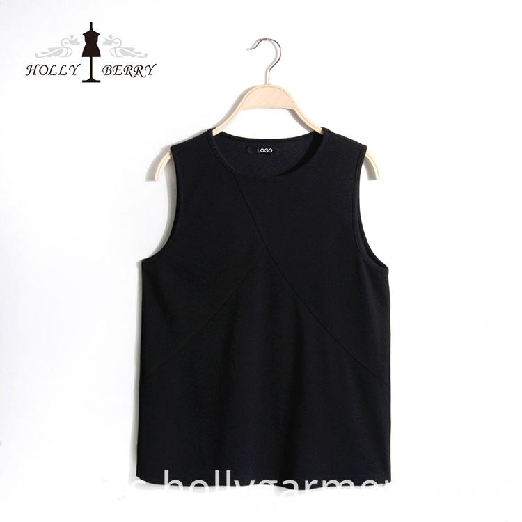Chaleco negro sólido para damas Black Solid Vest for Ladies